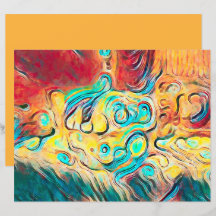 Camper Retro Hippie Colorful Gult Red Abstrakt