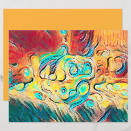 Camper Retro Hippie Colorful Gult Red Abstrakt