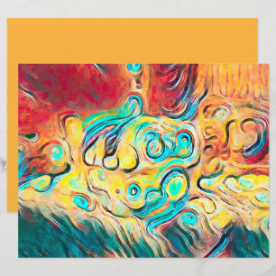 Camper Retro Hippie Colorful Gult Red Abstrakt