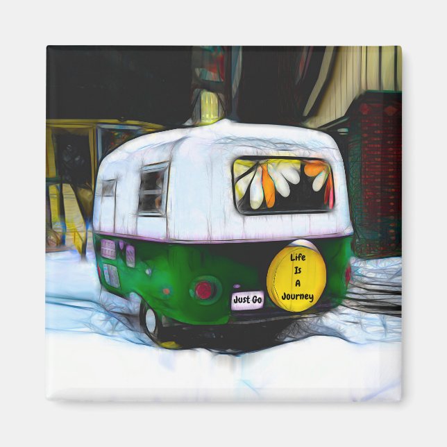 Camper Retro Hippie-livet är en resa. Magnet (Framsidan)