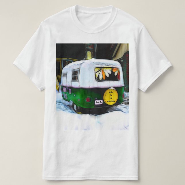 Camper Retro Hippie-livet är en resa. T Shirt (Design framsida)