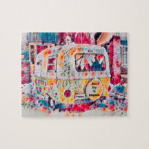 Camper Retro Hippie Road Resa till lycka Frihet