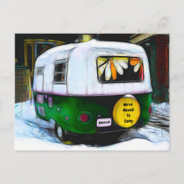 Camper Retro Retrött Snowbird Vintage Flytta Vykort