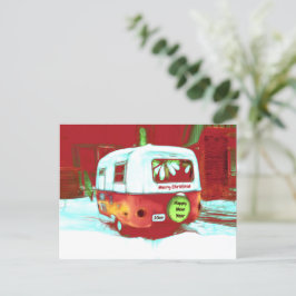 Camper Retro Vintage jul Red Grönt Helgdag Helg Vykort