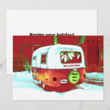 Camper Retro Vintage jul Red Grönt Helgdag