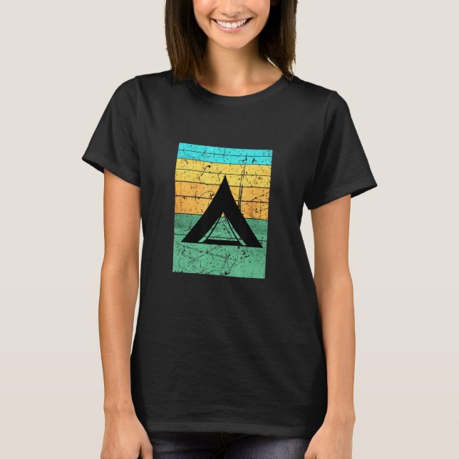 Camper Tält Retro Camping T Shirt (Framsida)