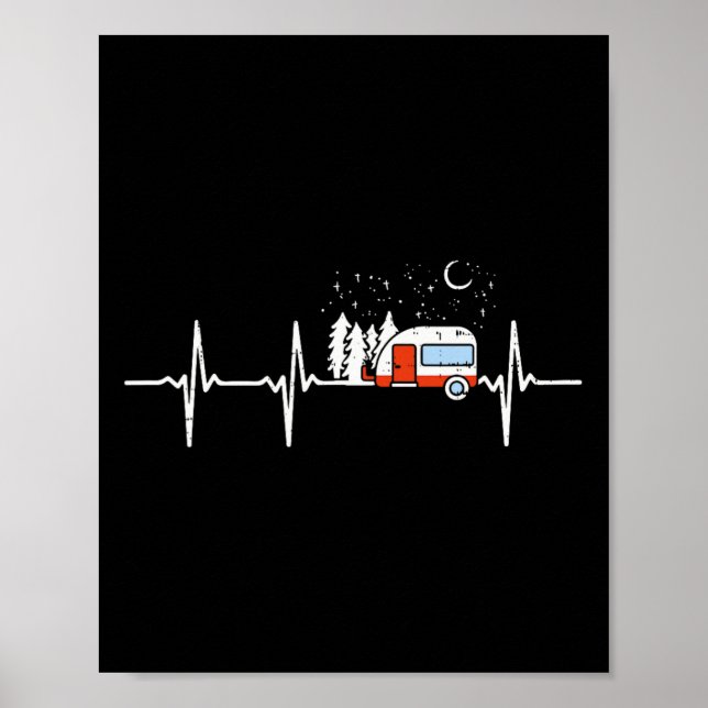 Camper Trailer Teardrop Heartbeat Rv Camping  Poster (Framsidan)