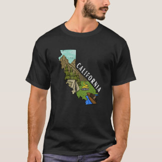 Camper utomhus Us State California Bushcraft Hiker T Shirt