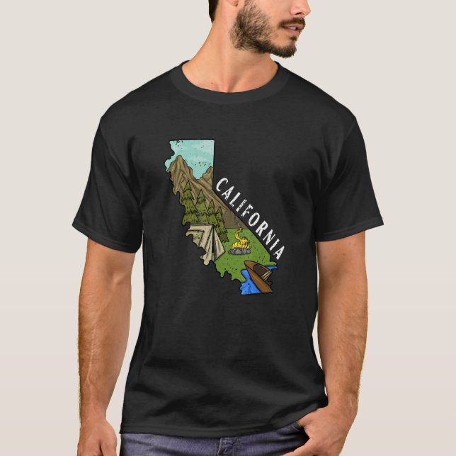 Camper utomhus Us State California Bushcraft Hiker T Shirt (Framsida)