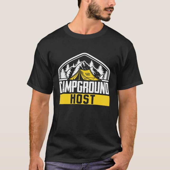 Camper utomhusvärd för Tält Campground Host T Shirt (Framsida)