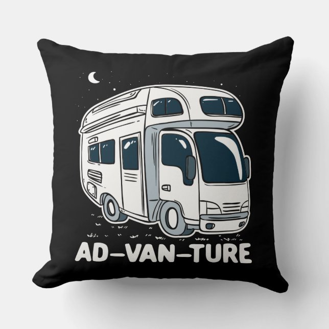Camper Van Camping Äventyr Gag Kudde (Framsida)