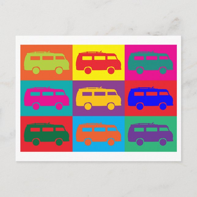 Camper Van Pop Art Vykort (Framsida)