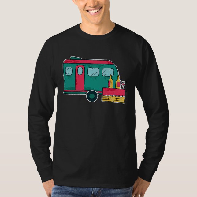Camper Van Wine Cute  Outdoor T Shirt (Framsida)