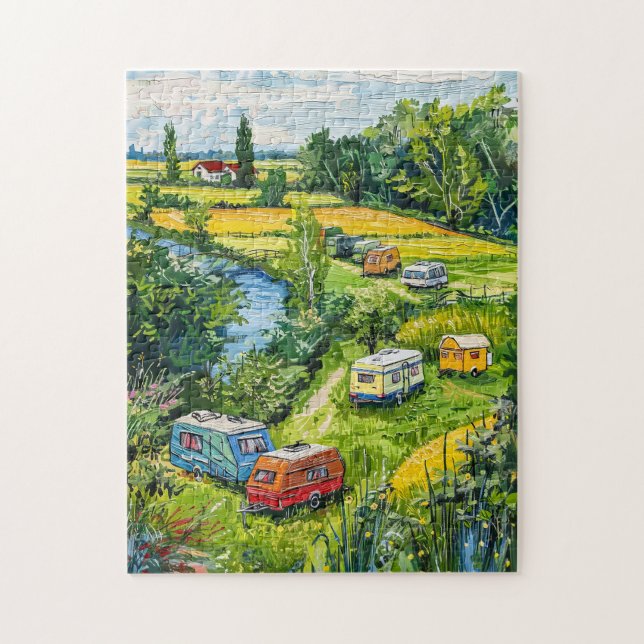 Camper Vans by Tulip Fields Fantasy Painting Pussel (Vertikal)