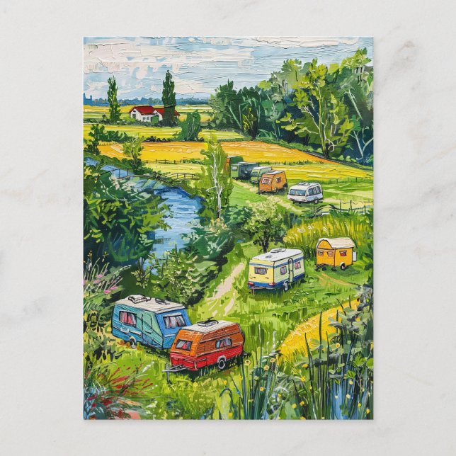 Camper Vans by Tulip Fields Fantasy Painting Vykort (Framsida)