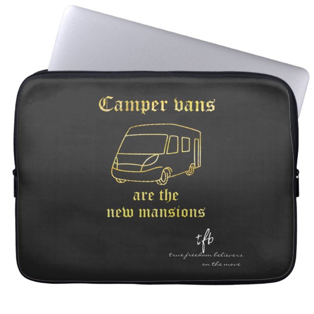 Camper Vans New Mansions Guld Laptop Fodral (Framsidan)