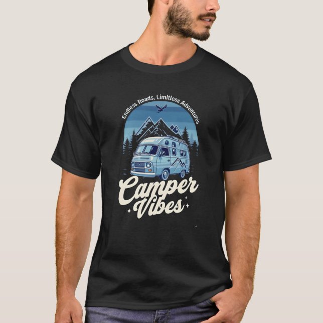 Camper Vibes Van - Limitless Äventyr Await T Shirt (Framsida)
