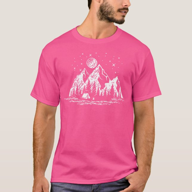 Campers Paradise Mountain Måne Star T Shirt (Framsida)
