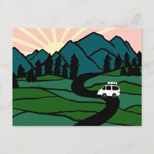 Campervan Berg Vanlife Husbil Soluppgång Vykort