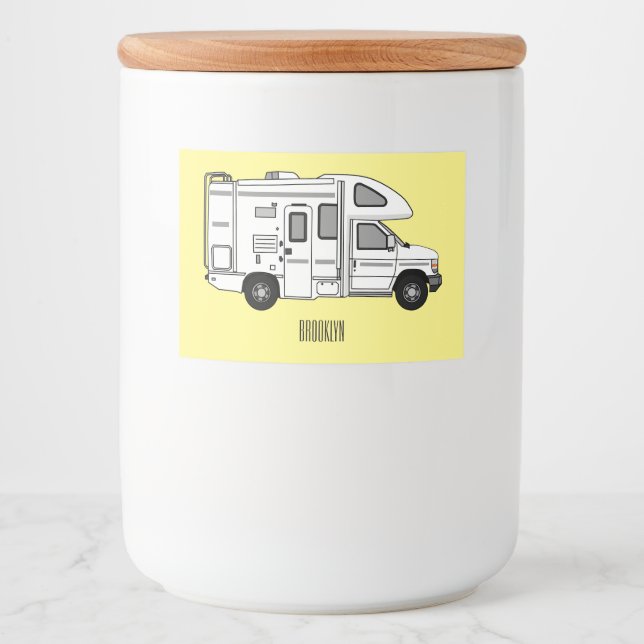 Campervan serieillustration mat etiketter (Framsida)
