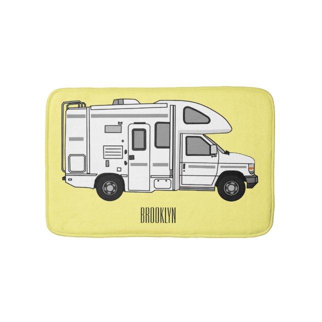 Campervan tecknad illustration badrumsmatta (Framsidan)