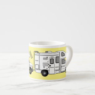 Campervan tecknad illustration espressomugg