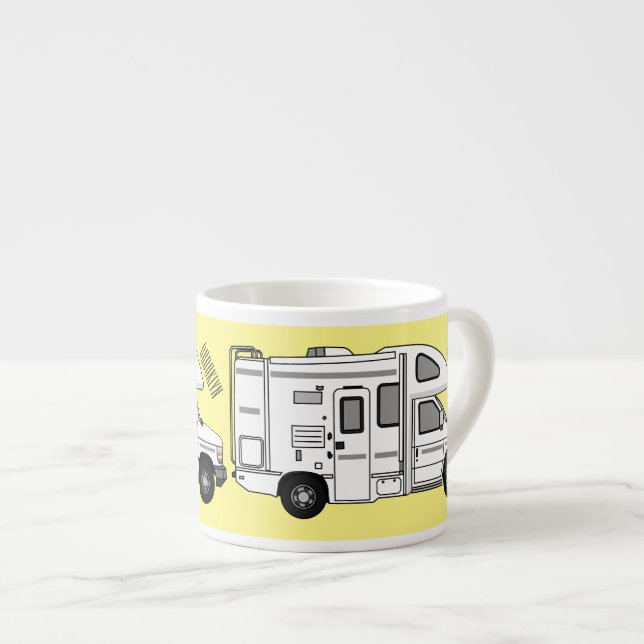 Campervan tecknad illustration espressomugg (Framsida höger)
