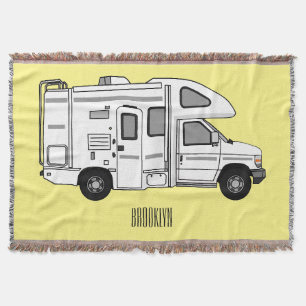 Campervan tecknad illustration filt