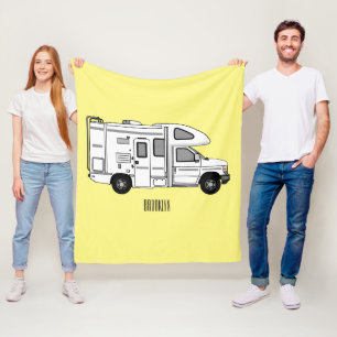 Campervan tecknad illustration fleecefilt