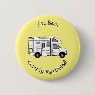 Campervan tecknad illustration knapp