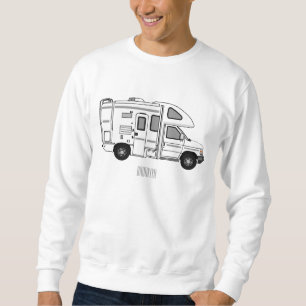 Campervan tecknad illustration lång ärmad tröja