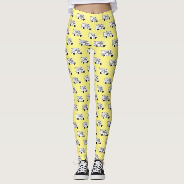Campervan tecknad illustration leggings (Framsida)