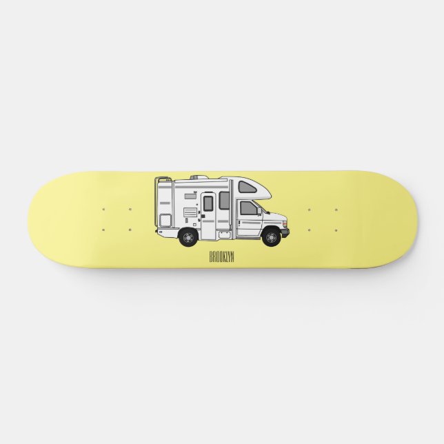 Campervan tecknad illustration mini skateboard bräda 18,5 cm (Horz)