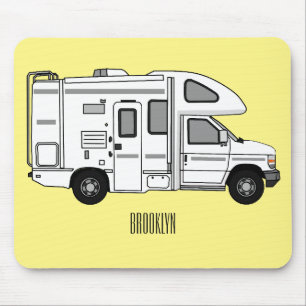 Campervan tecknad illustration musmatta