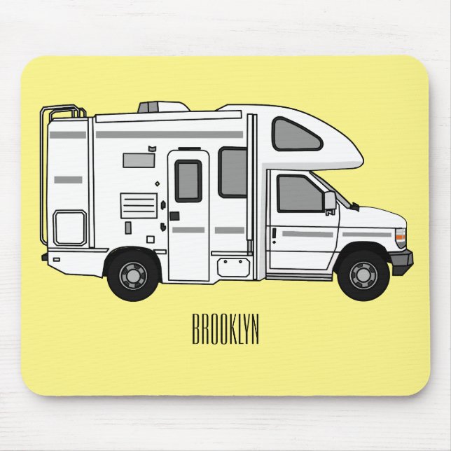 Campervan tecknad illustration musmatta (Framsidan)