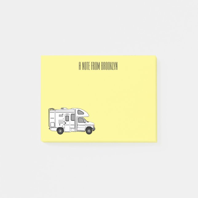 Campervan tecknad illustration post-it block (Framsida)
