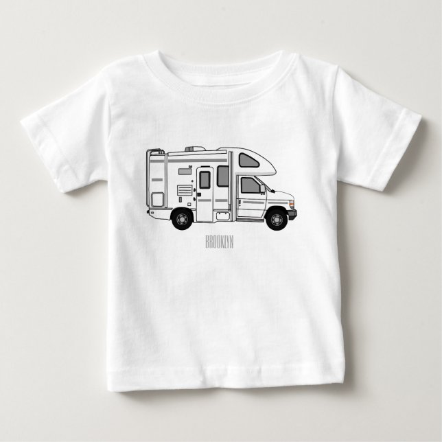 Campervan tecknad illustration t shirt (Framsida)