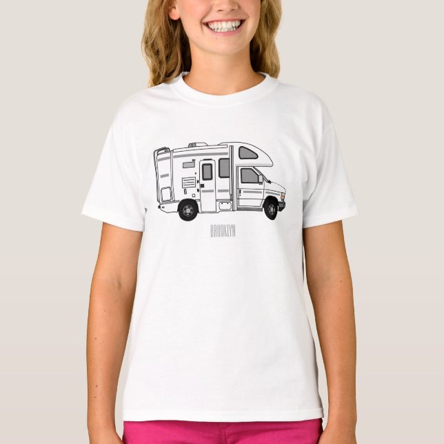 Campervan tecknad illustration t shirt (Framsida)