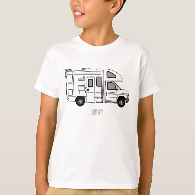 Campervan tecknad illustration t shirt (Framsida)