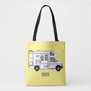 Campervan tecknad illustration tygkasse