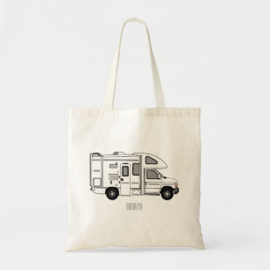 Campervan tecknad illustration tygkasse