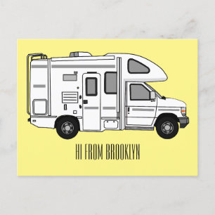 Campervan tecknad illustration vykort