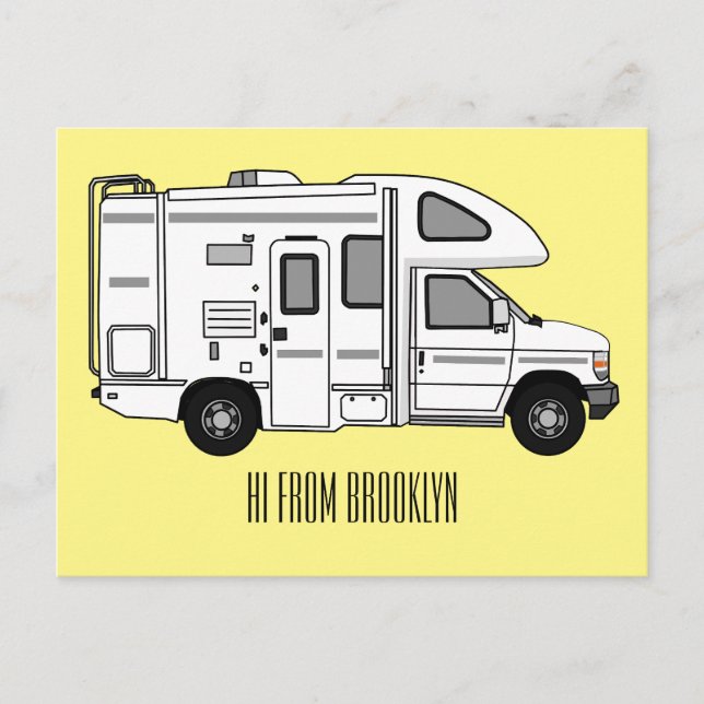 Campervan tecknad illustration vykort (Framsida)
