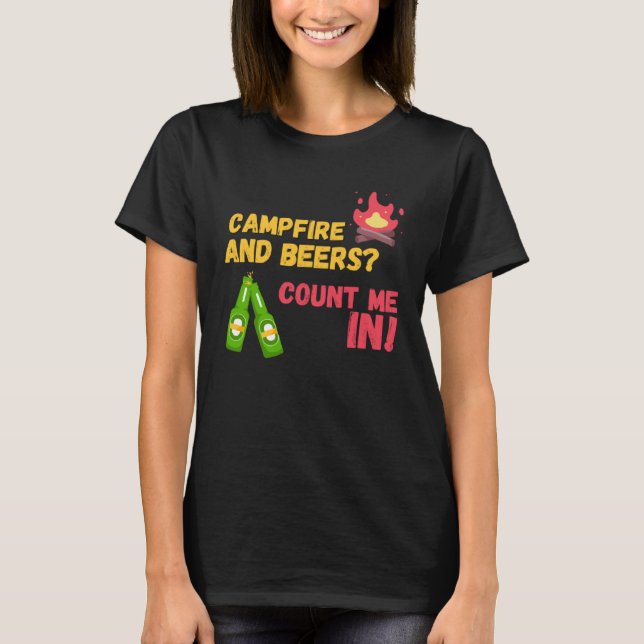 Campfire and beers count me in t shirt (Framsida)