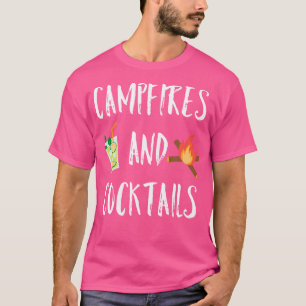 Campfire and cocktails out-door-funny Camping and T Shirt