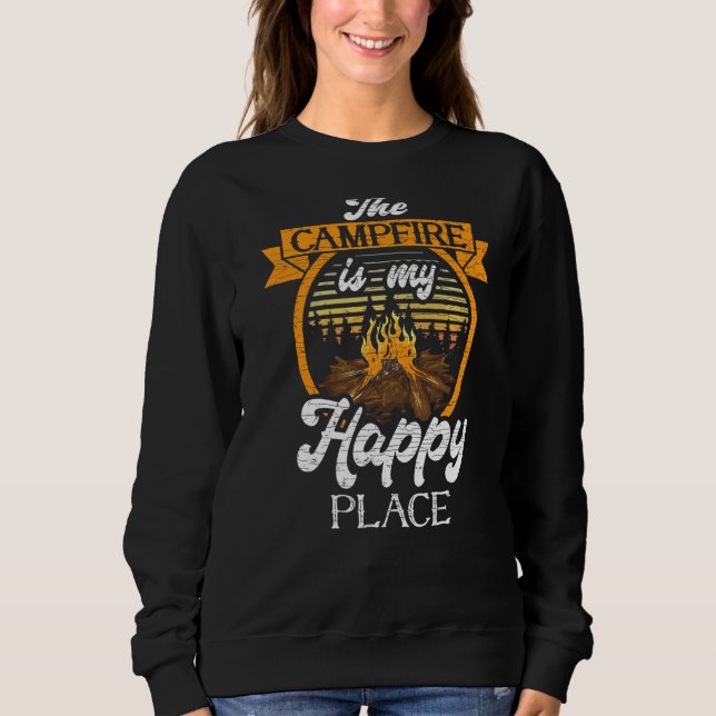 Campfire är mitt campingläger i Lycklig Ställe T Shirt (Framsida)