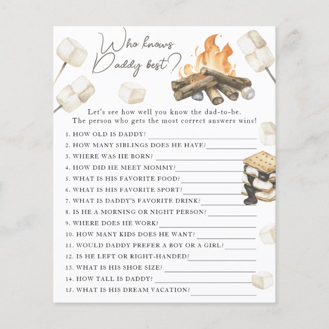 Campfire baby-dusch - Game Vem vet pappa bäst (Framsida)