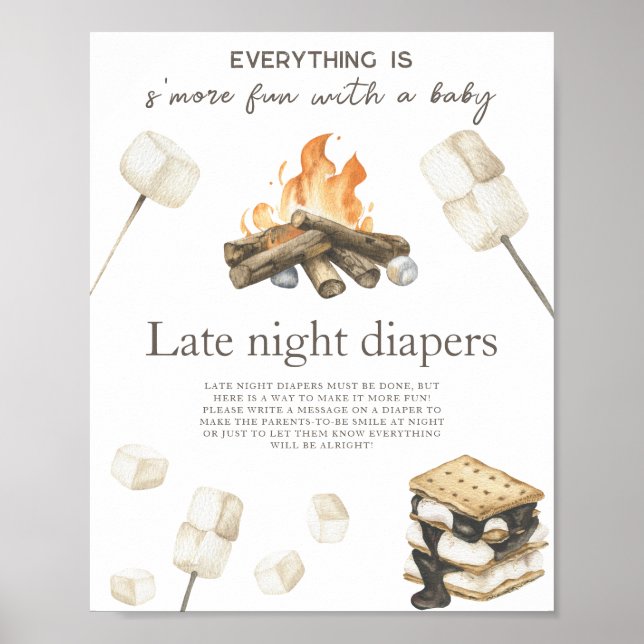 Campfire Baby-dusch - Sent-night-blöjspel Poster (Framsidan)
