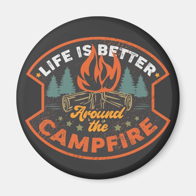 Campfire Badge Ord Art Large Magnet (Framsidan)