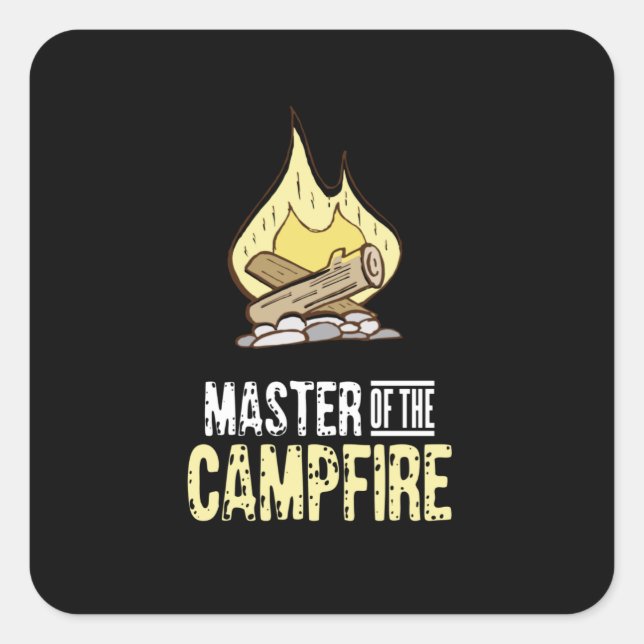 Campfire Camping Fyrkantigt Klistermärke (Framsida)